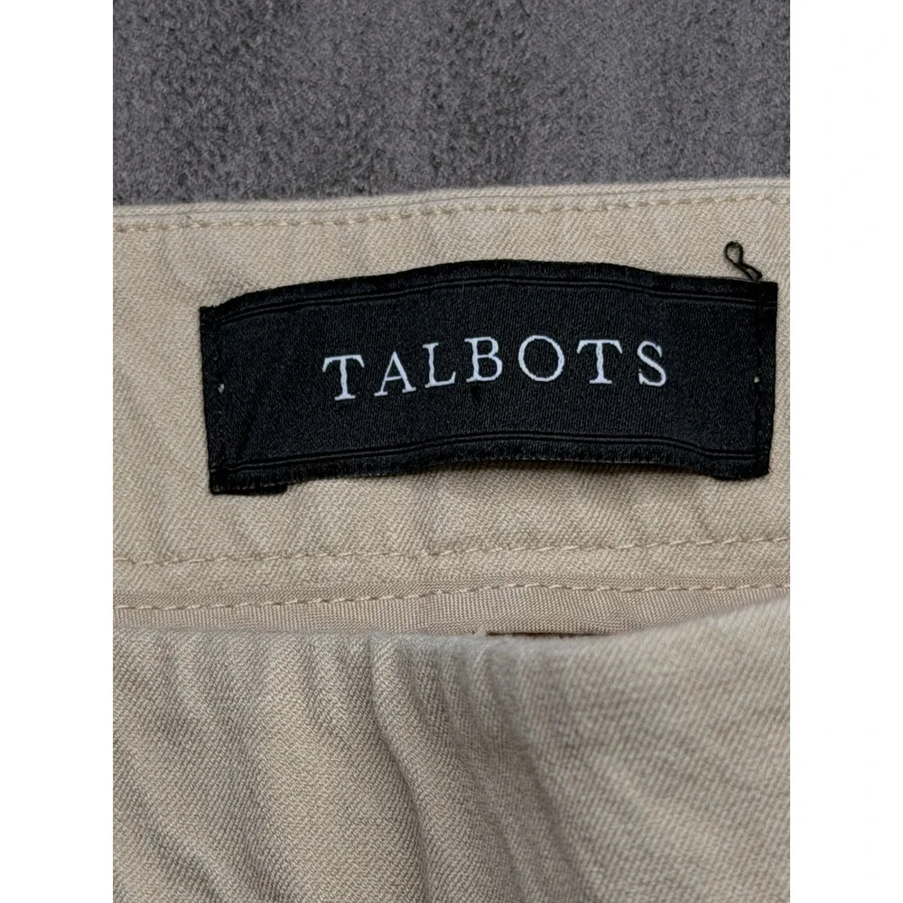 Talbots Chatham Ankle Pants Womens‎ 16 Beige Khaki Side Zip Straight Leg Stretch